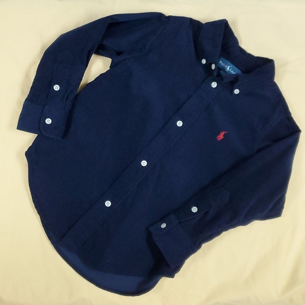 Boys Ralph Lauren Navy blue 3/3T button down corduroy shirt